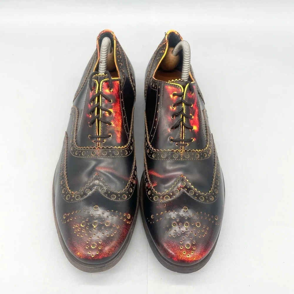 Paul Smith Mens‎ 8.5 Chuck Wingtip Oxford Shoes Burnised Leather Brogue Lace Up